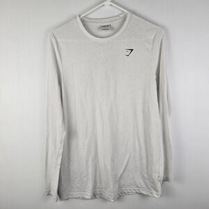 NWOT Gymshark Women's White Long Sleeve Relaxed Fit T-Shirt Size Small
